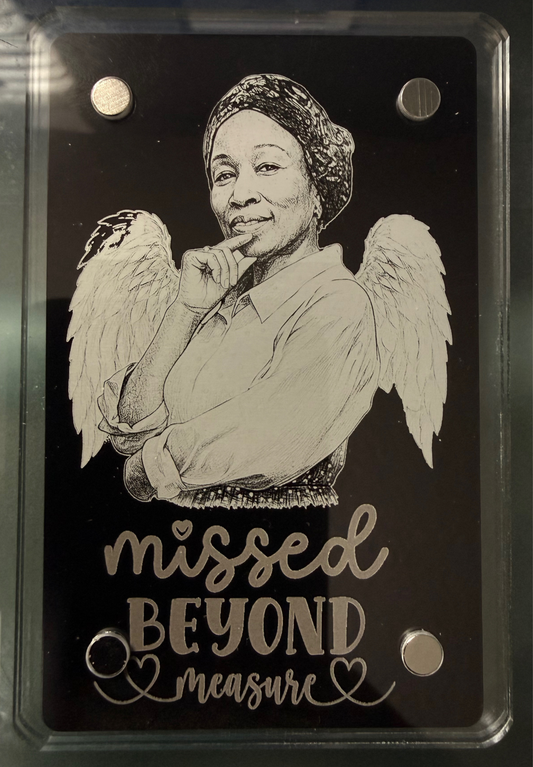 Custom Metal Engraved Memorial Magnet (2×3) with Acrylic Frame